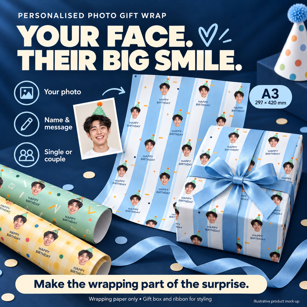Auraprint personalised A3 photo gift wrapping paper