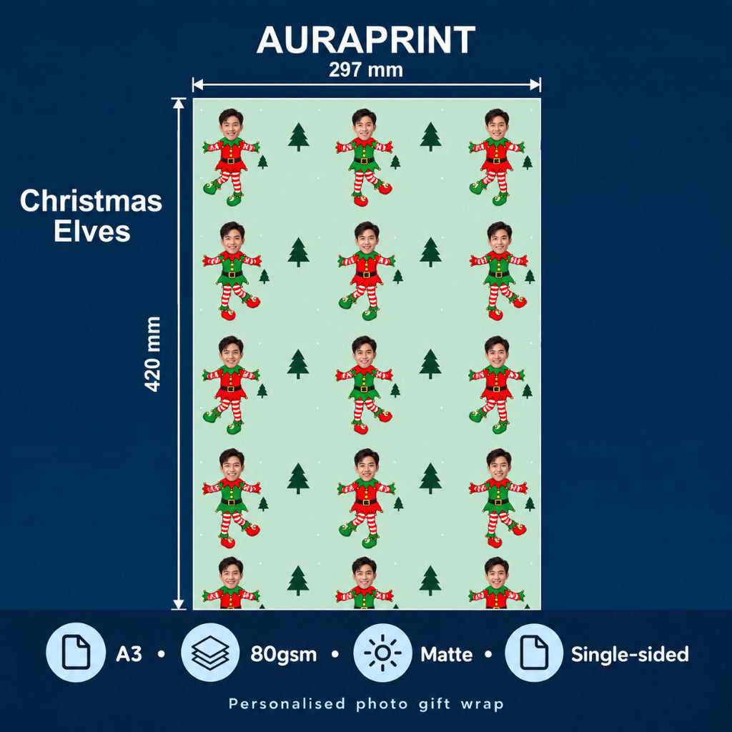Christmas Elves - Auraprint personalised gift wrap