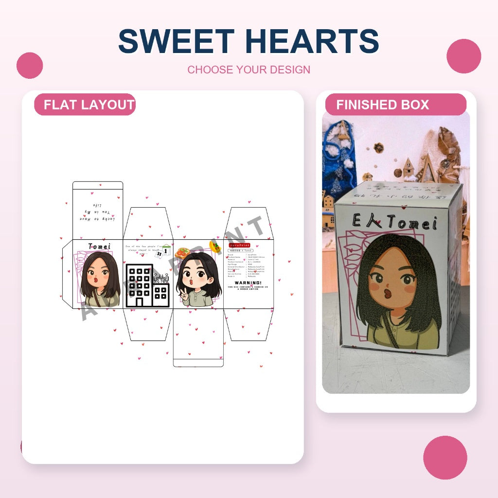 Sweet Hearts design - personalised gift cube
