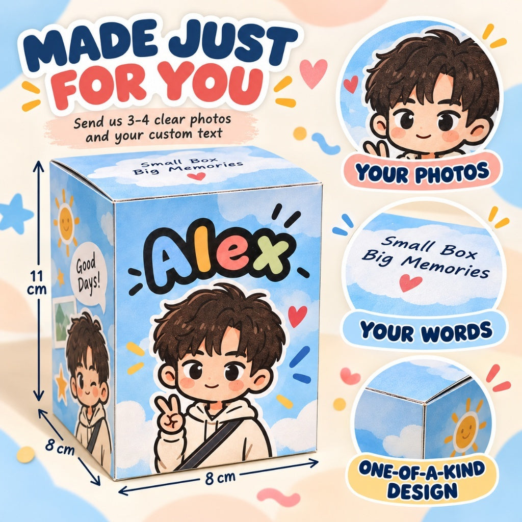 Personalised gift cube usage scene