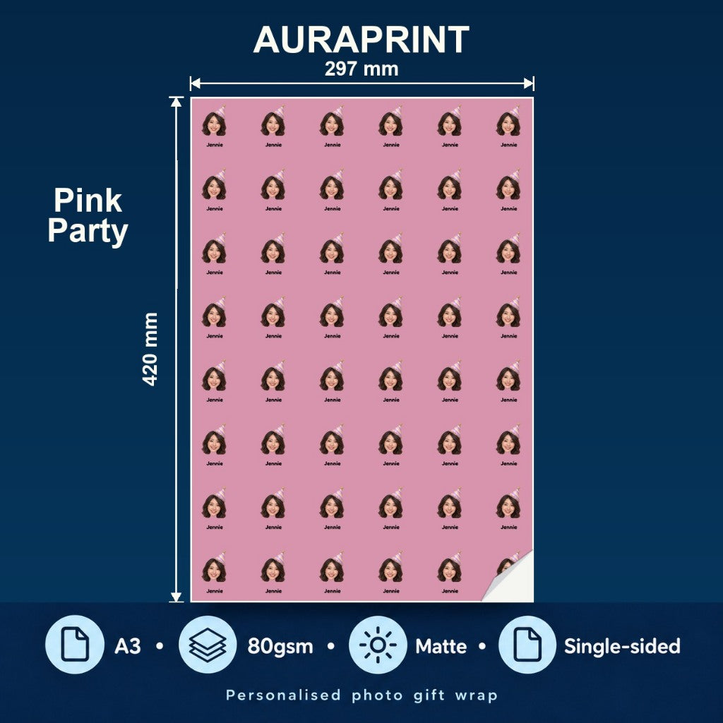 Pink - Auraprint personalised gift wrap