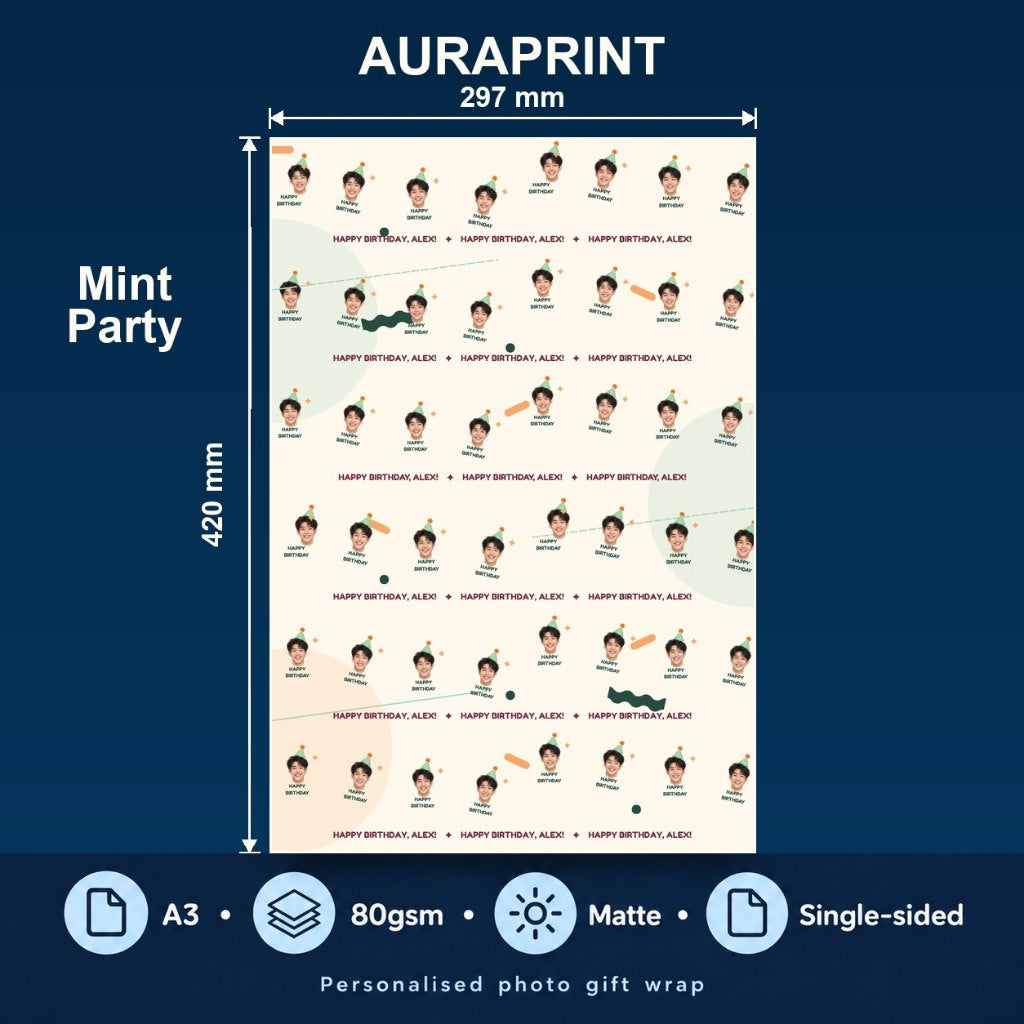 Mint Party - Auraprint personalised gift wrap